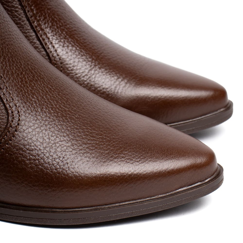 Bota Feminina Pegada Burnished Couro Salto Bloco Marrom Marrom 5