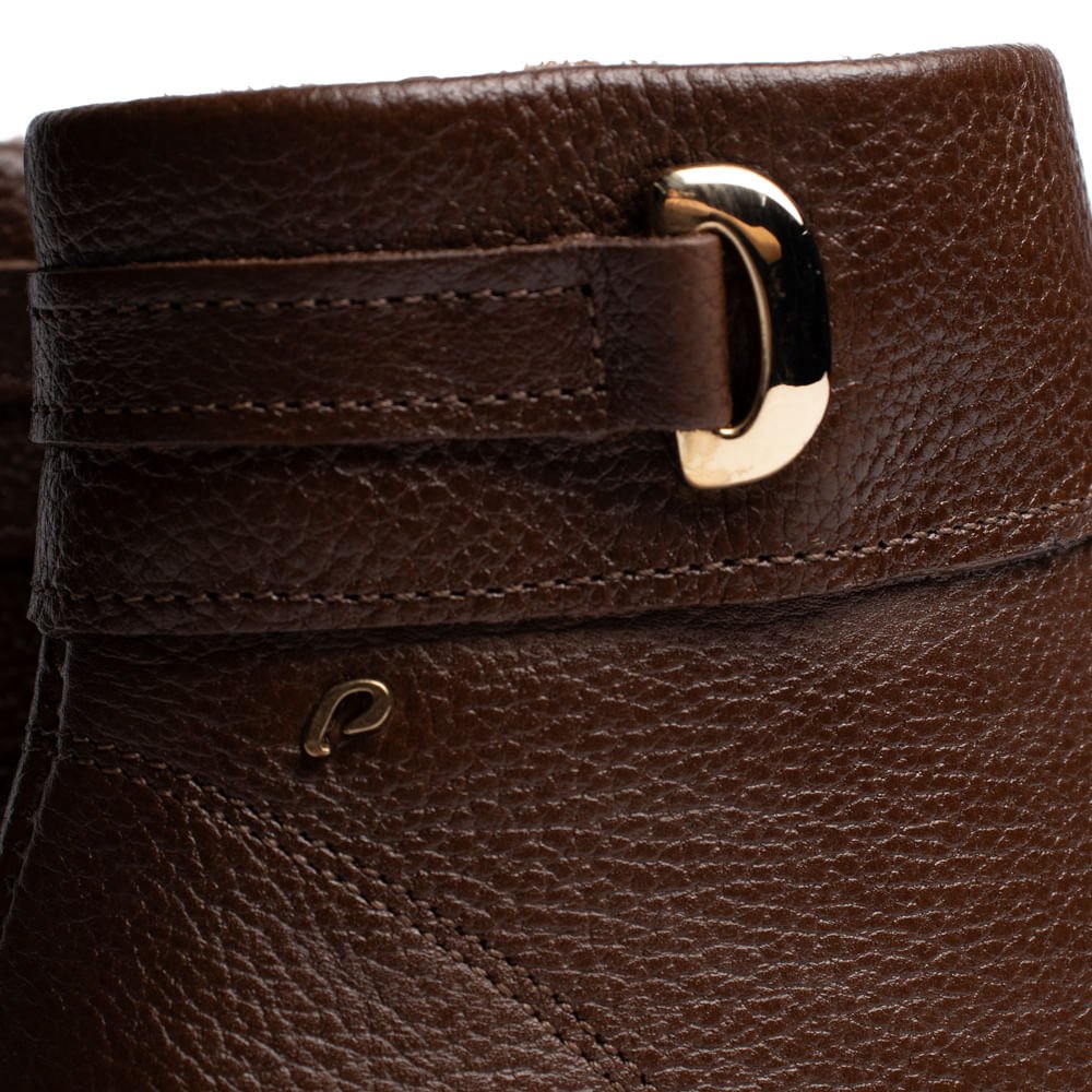 Bota Feminina Pegada Burnished Couro Salto Bloco Marrom Marrom 6