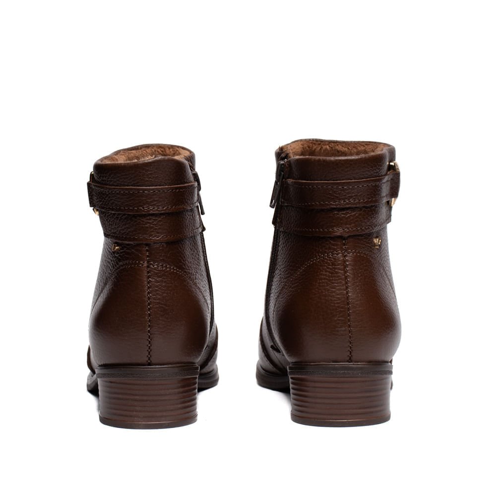 Bota Feminina Pegada Burnished Couro Salto Bloco Marrom Marrom 3