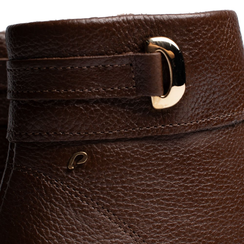 Bota Feminina Pegada Burnished Couro Salto Bloco Marrom Marrom 6