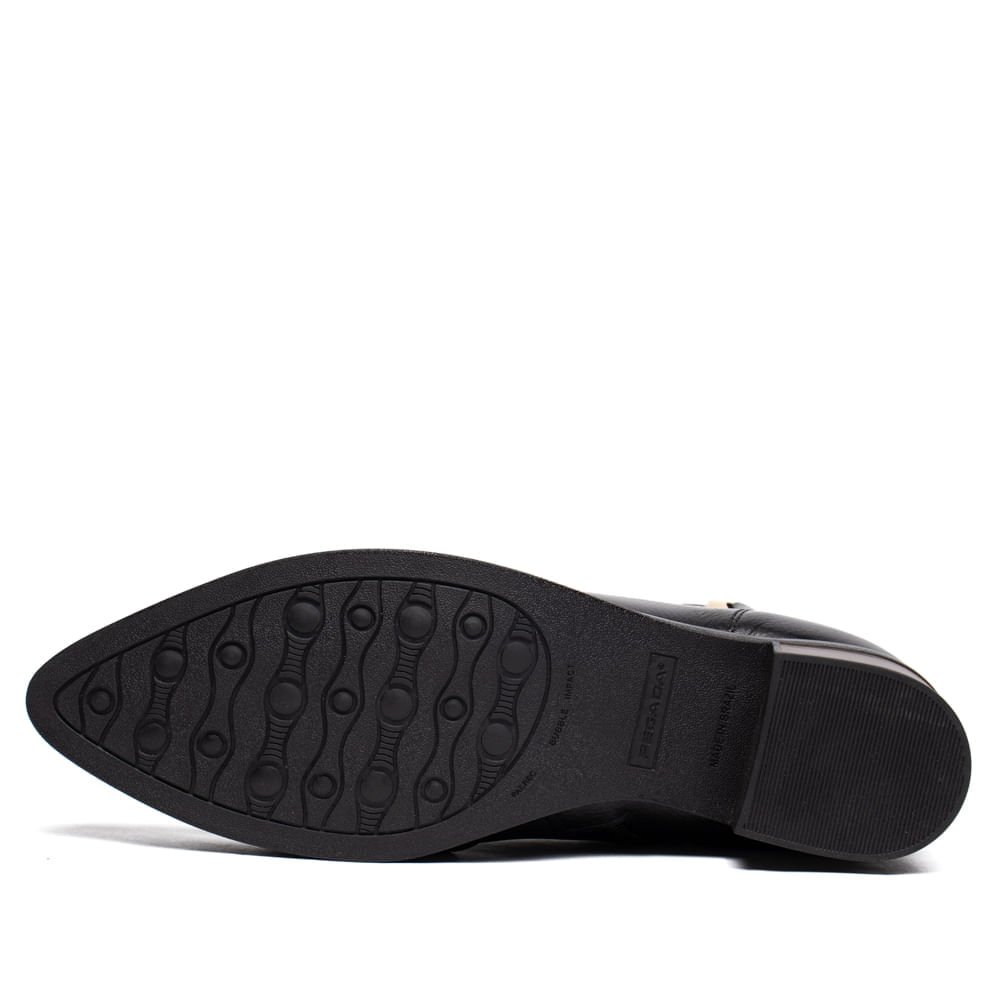 Bota Feminina Pegada Burnished Couro Salto Bloco Preto Preto 2