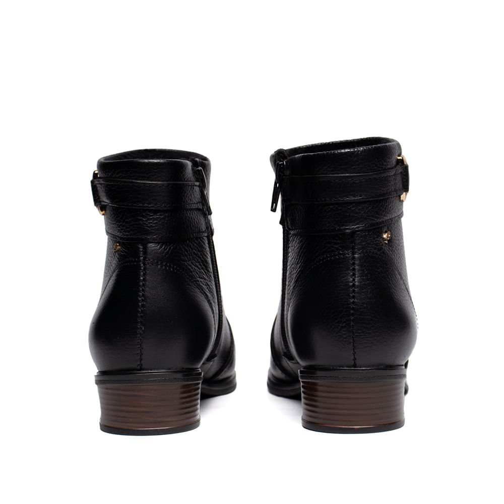 Bota Feminina Pegada Burnished Couro Salto Bloco Preto Preto 3