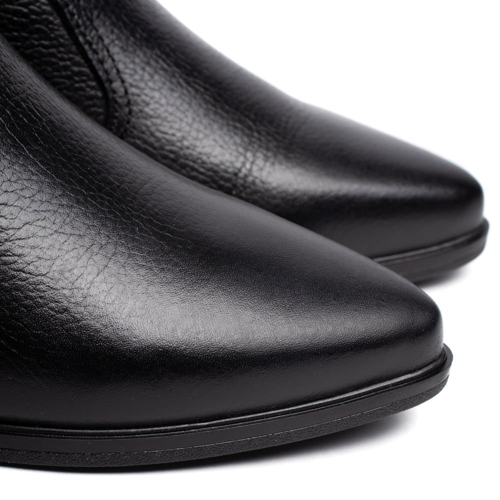 Bota Feminina Pegada Burnished Couro Salto Bloco Preto Preto 5