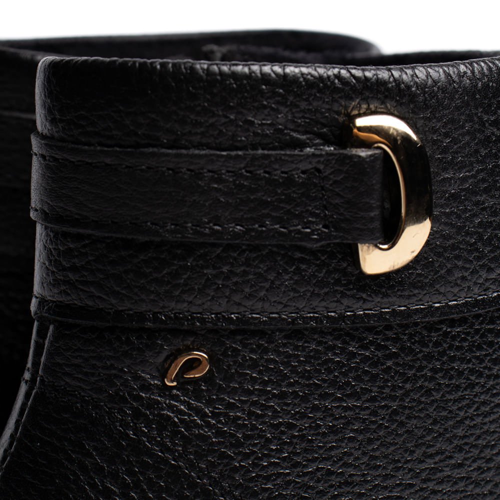 Bota Feminina Pegada Burnished Couro Salto Bloco Preto Preto 6