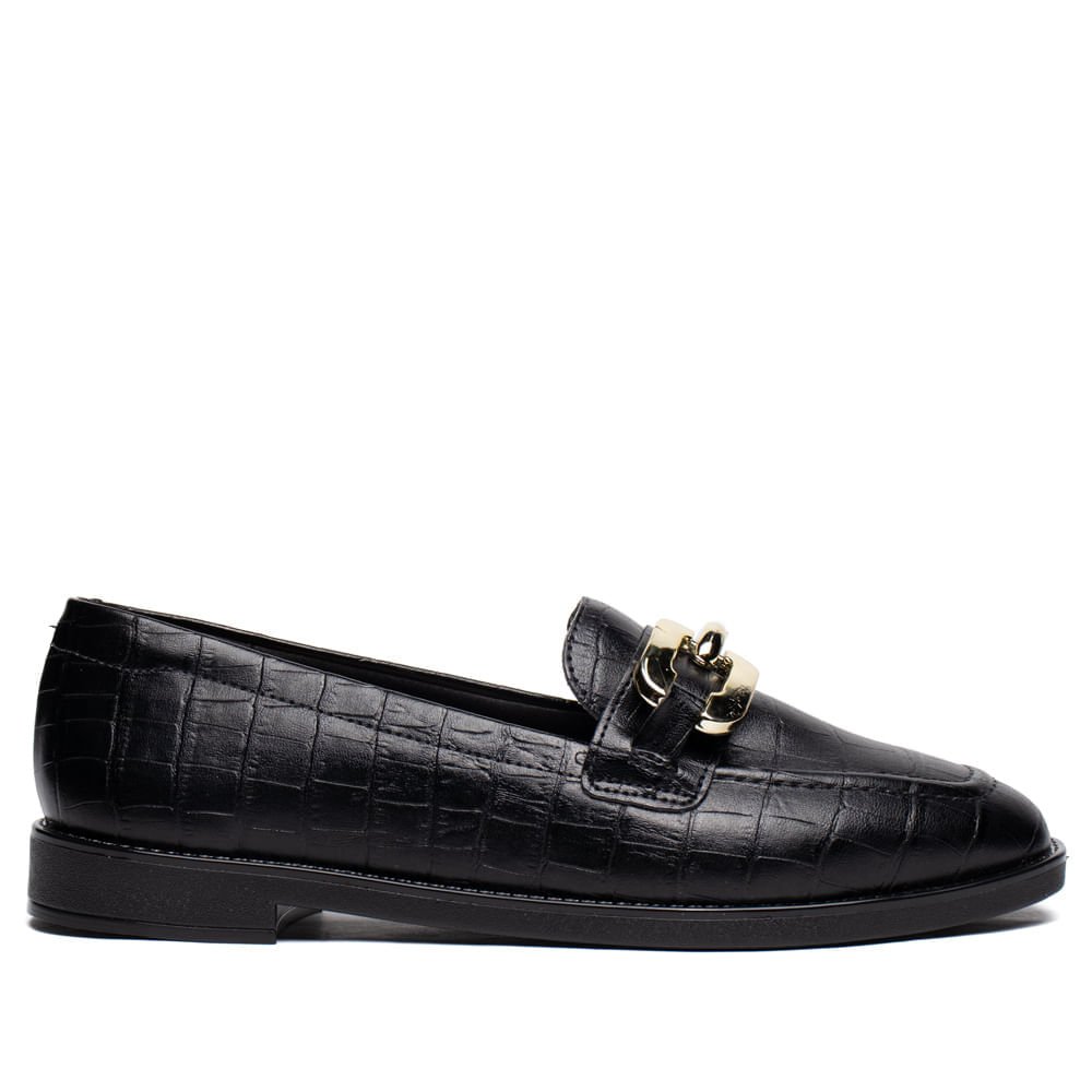 Mocassim Feminino Beira Rio Napa Croco Preto