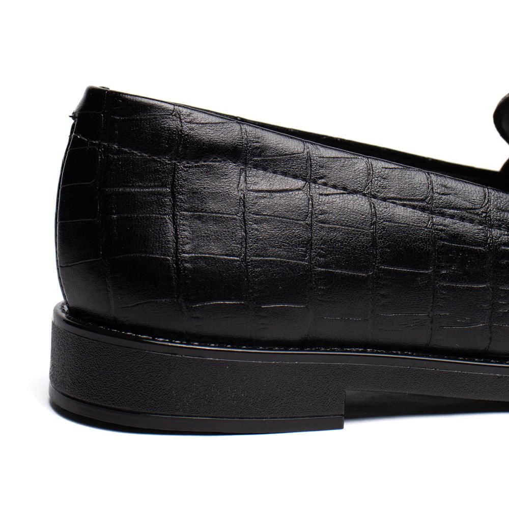 Mocassim Feminino Beira Rio Napa Croco Preto Preto 7
