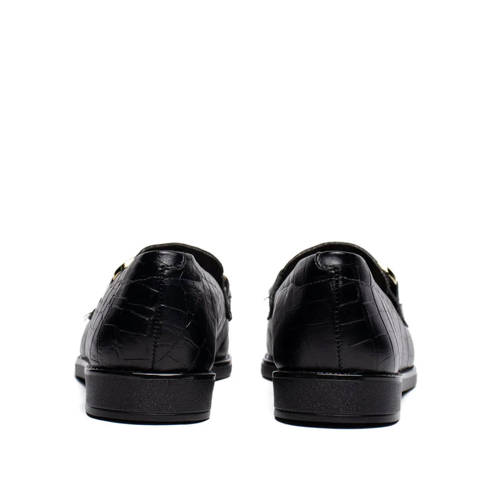 Mocassim Feminino Beira Rio Napa Croco Preto Preto 3