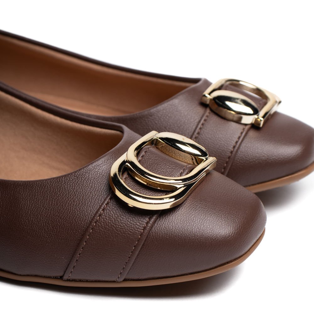 Sapatilha Feminina Beira Rio Napa Turim Marrom/Dourado Marrom 5