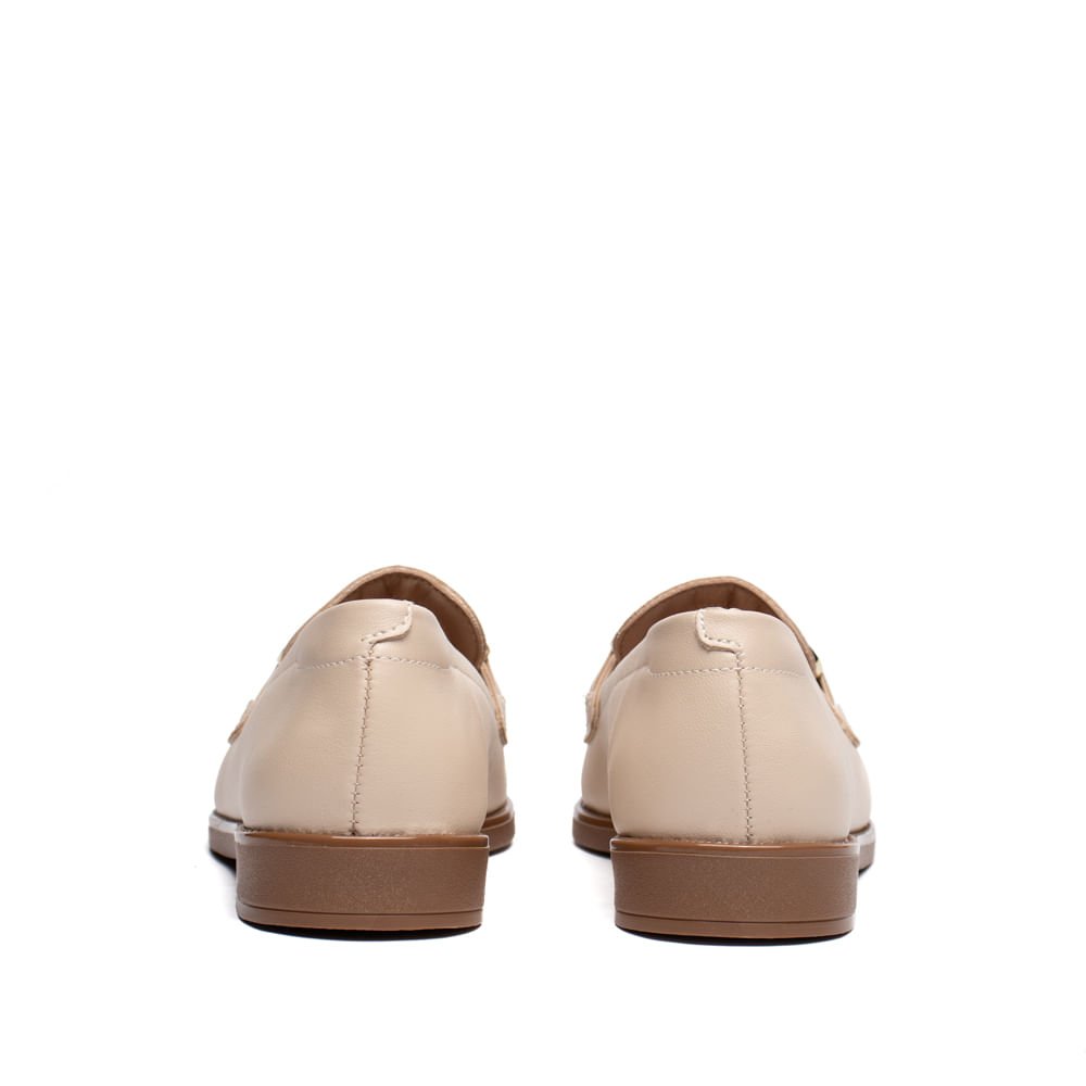 Mocassim Feminino Beira Rio Napa Turim Creme/Dourado Bege 3