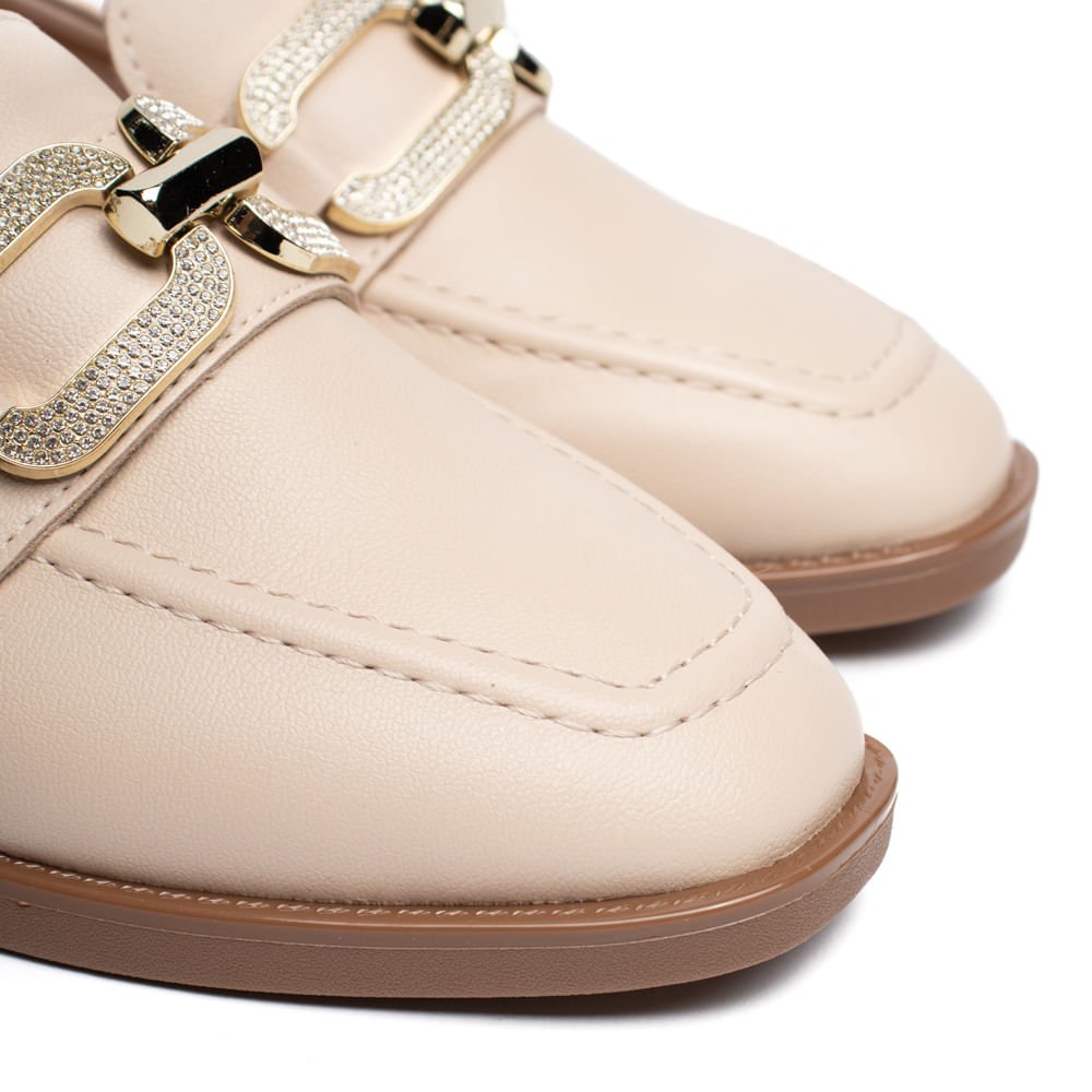 Mocassim Feminino Beira Rio Napa Turim Creme/Dourado Bege 5