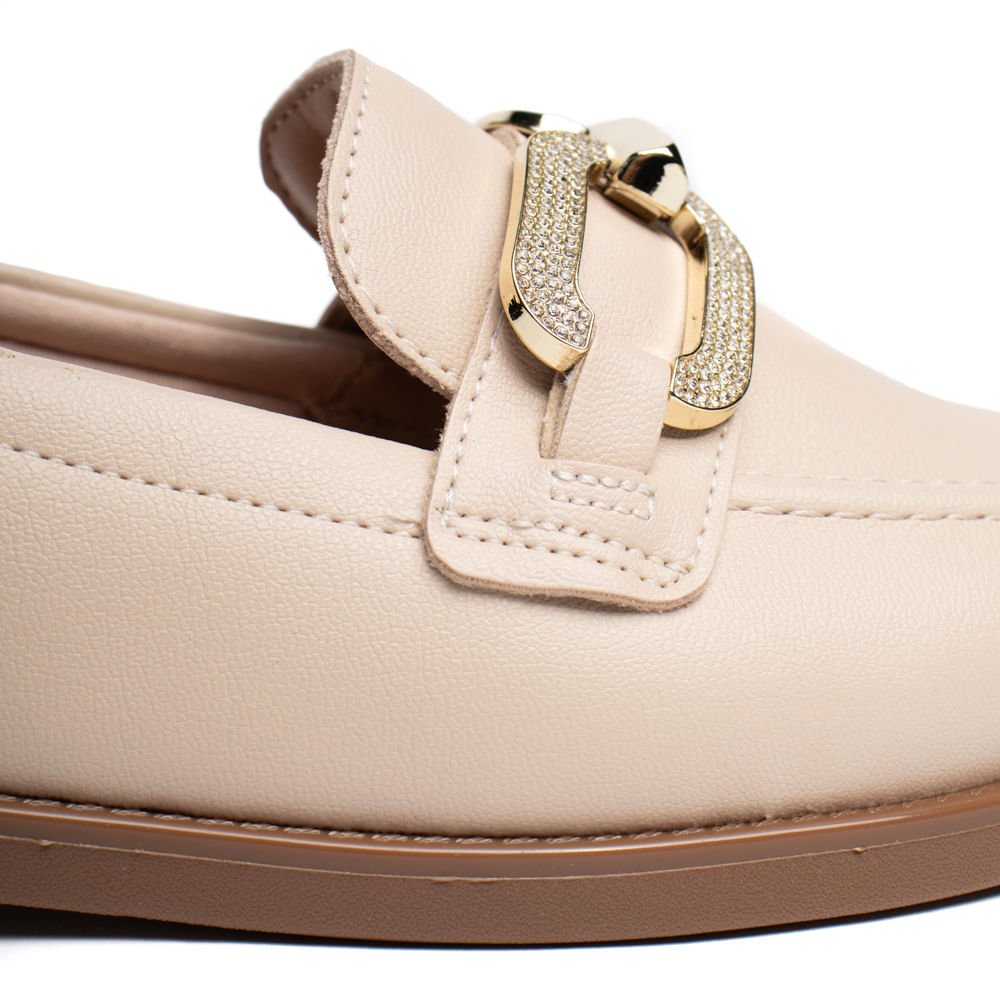 Mocassim Feminino Beira Rio Napa Turim Creme/Dourado Bege 6