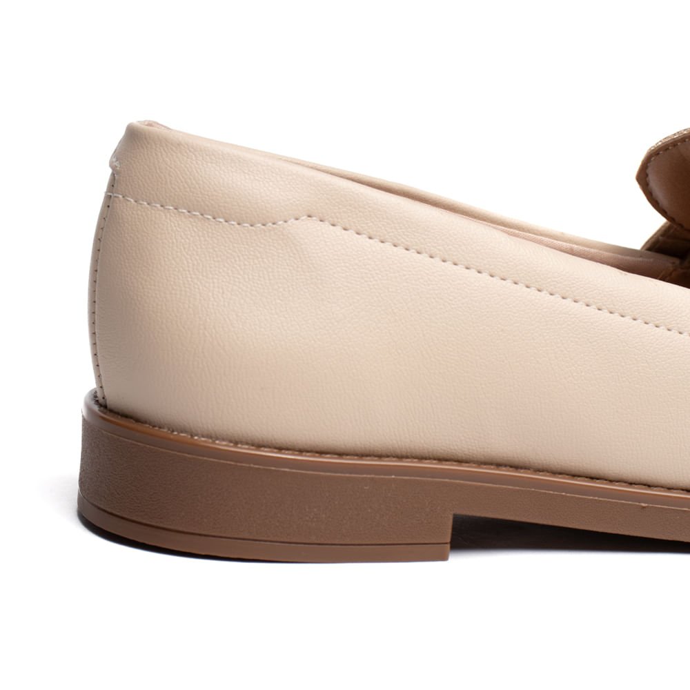 Mocassim Feminino Beira Rio Napa Turim Creme/Dourado Bege 7