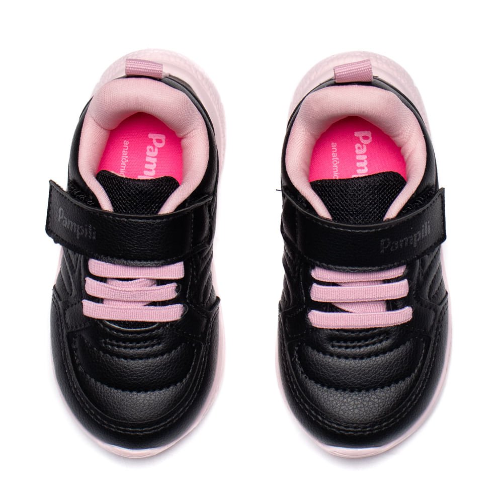 Tênis Infantil Pampili Escolar Preto/Rosa Preto/Rosa 4