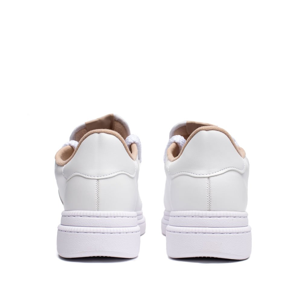 Tênis Feminino Moleca Urbano Napa Turim Branco/Bege Branco 3