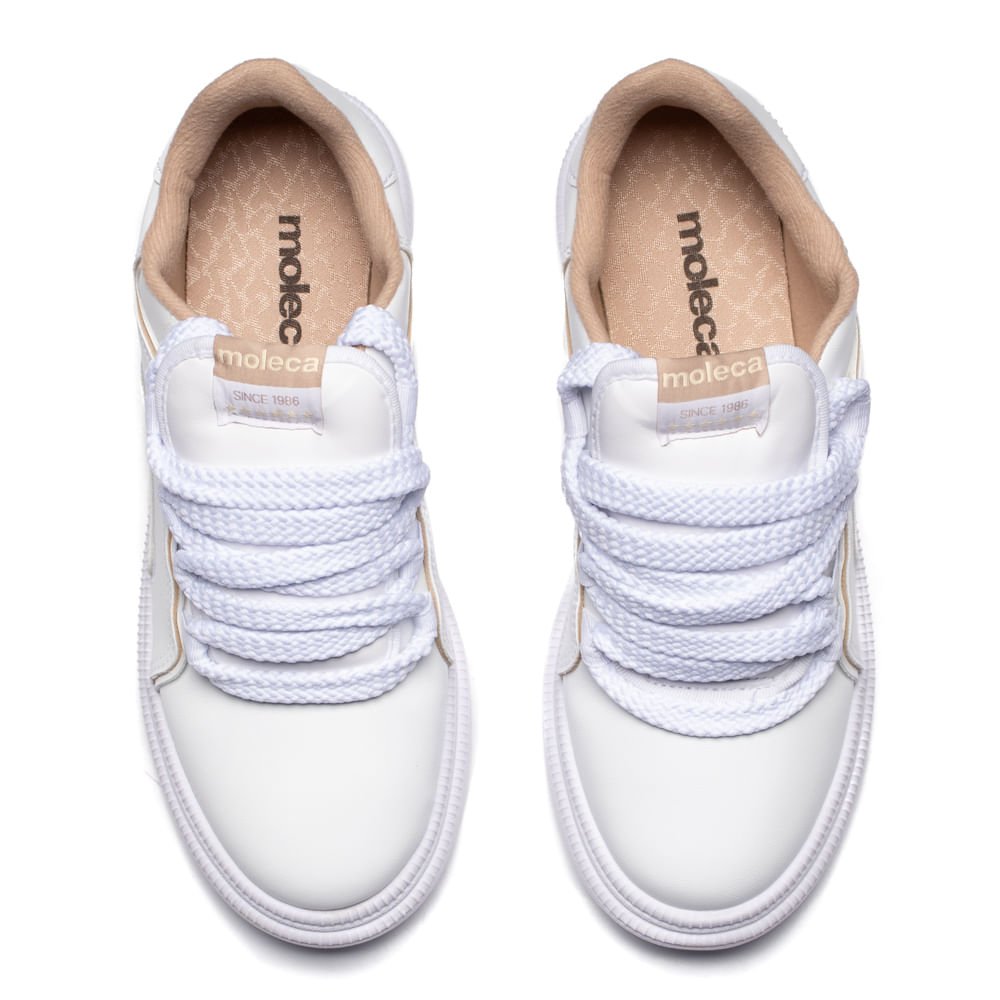 Tênis Feminino Moleca Urbano Napa Turim Branco/Bege Branco 4