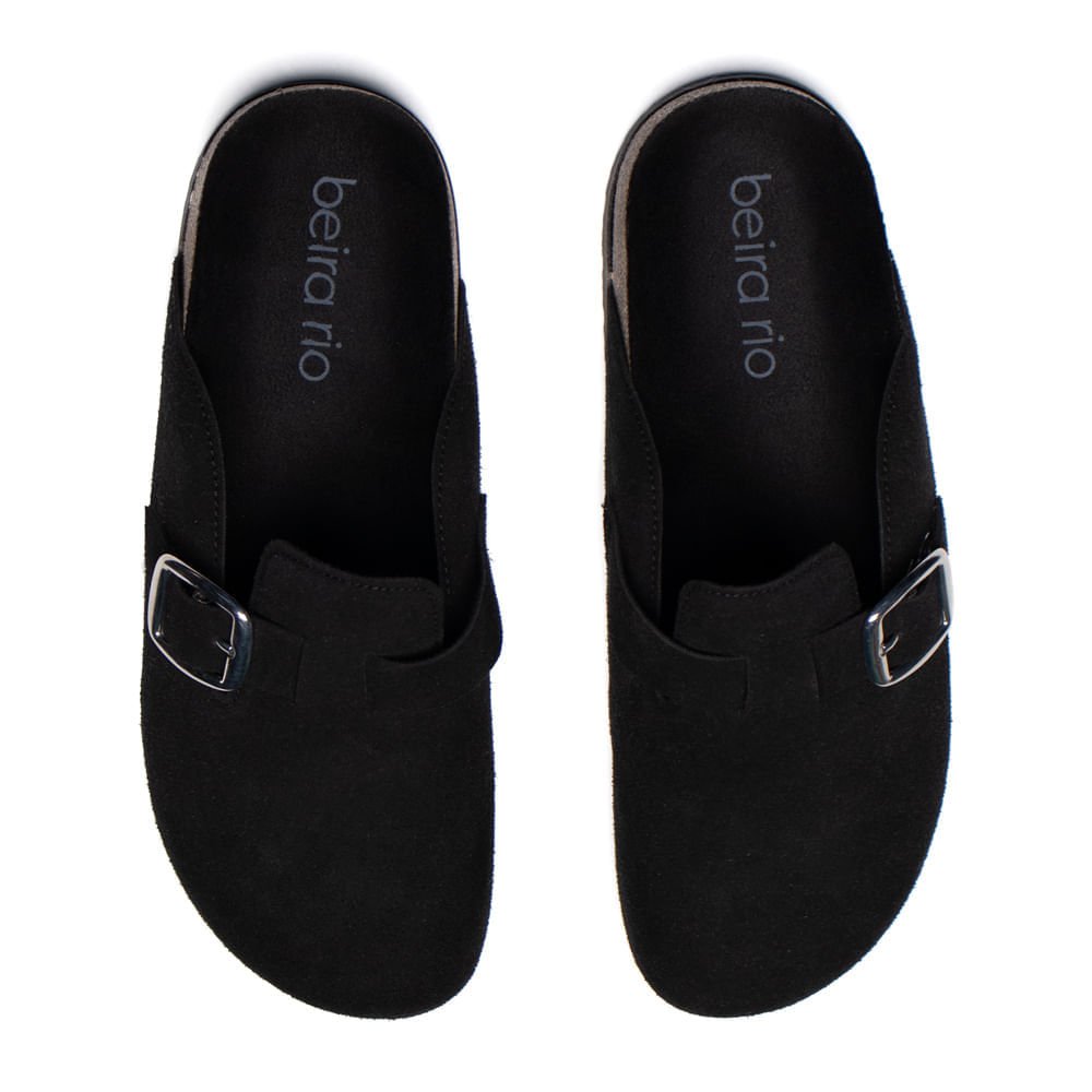 Mule Feminino Beira Rio Camurção Fivela Casual Preto Preto 4
