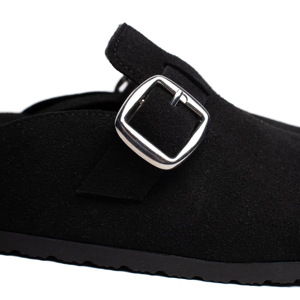 Mule Feminino Beira Rio Camurção Fivela Casual Preto Preto 6