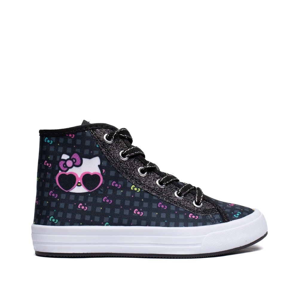 Tênis Infantil Winipeg Cat Laços Preto/Rosa