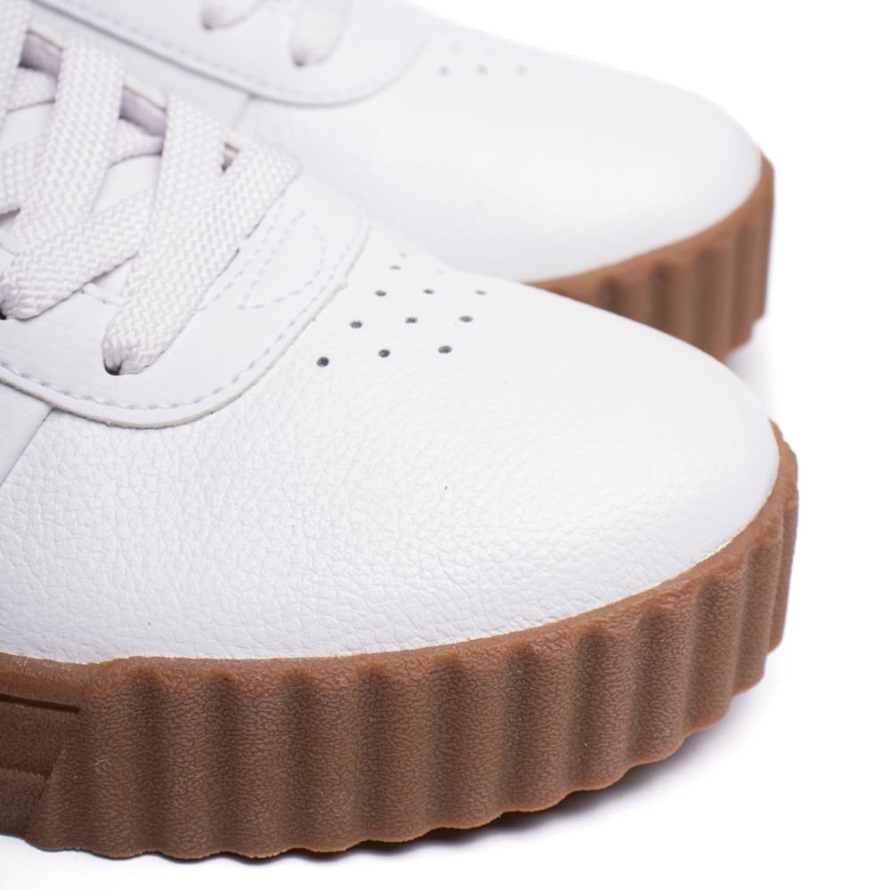 Tênis Feminino Puma Carina Casual Branco/Marrom Branco 5
