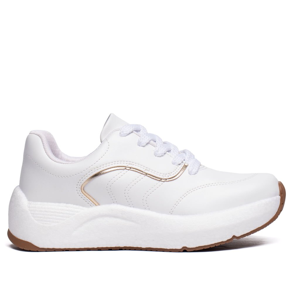 Tênis Feminino Beira Rio Napa Turim Branco/Dourado