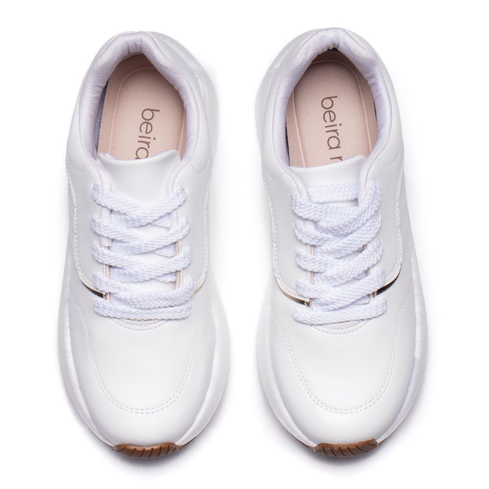 Tênis Feminino Beira Rio Napa Turim Branco/Dourado Branco 4