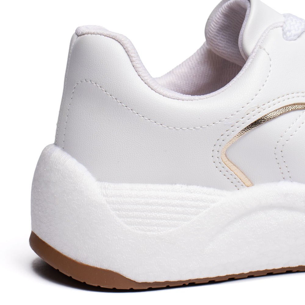 Tênis Feminino Beira Rio Napa Turim Branco/Dourado Branco 6