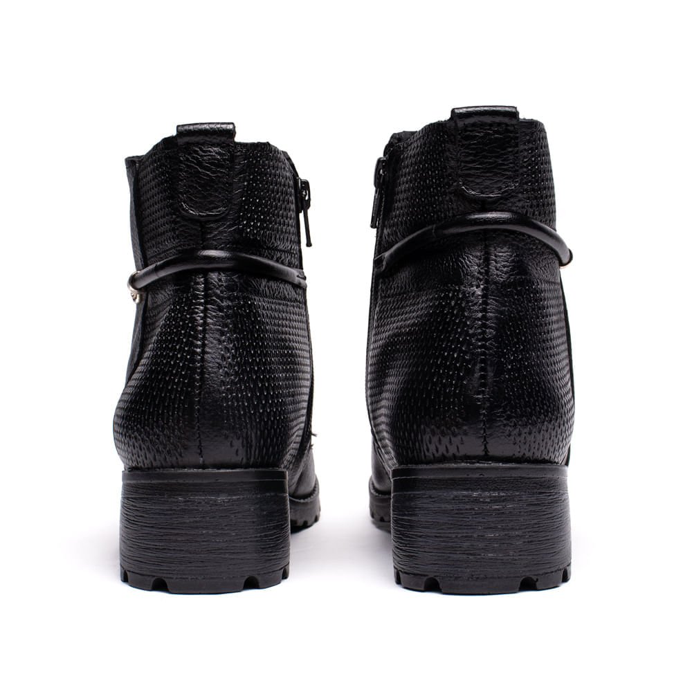Bota Feminina Pegada Burnished Fivela Preto Preto 3