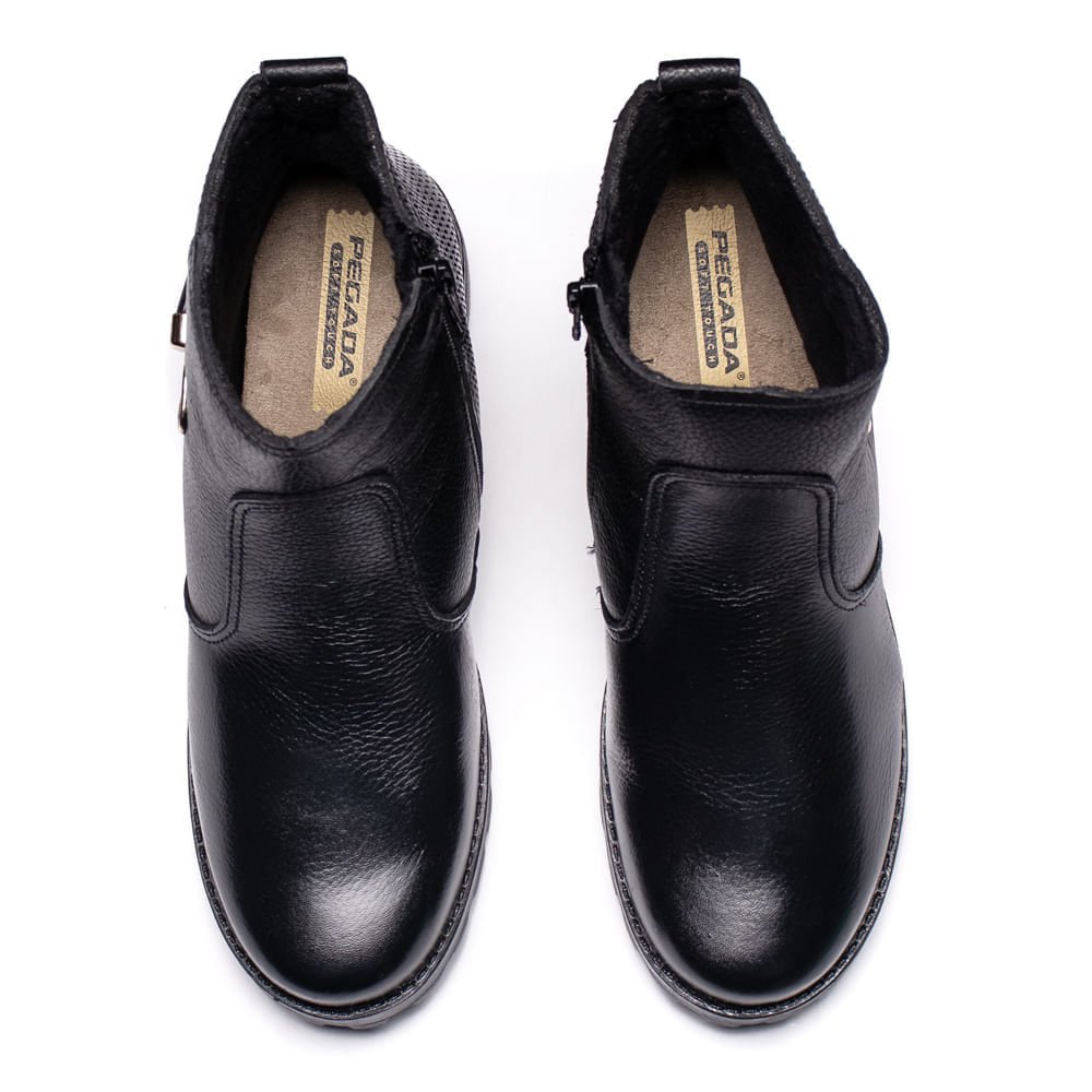Bota Feminina Pegada Burnished Fivela Preto Preto 4