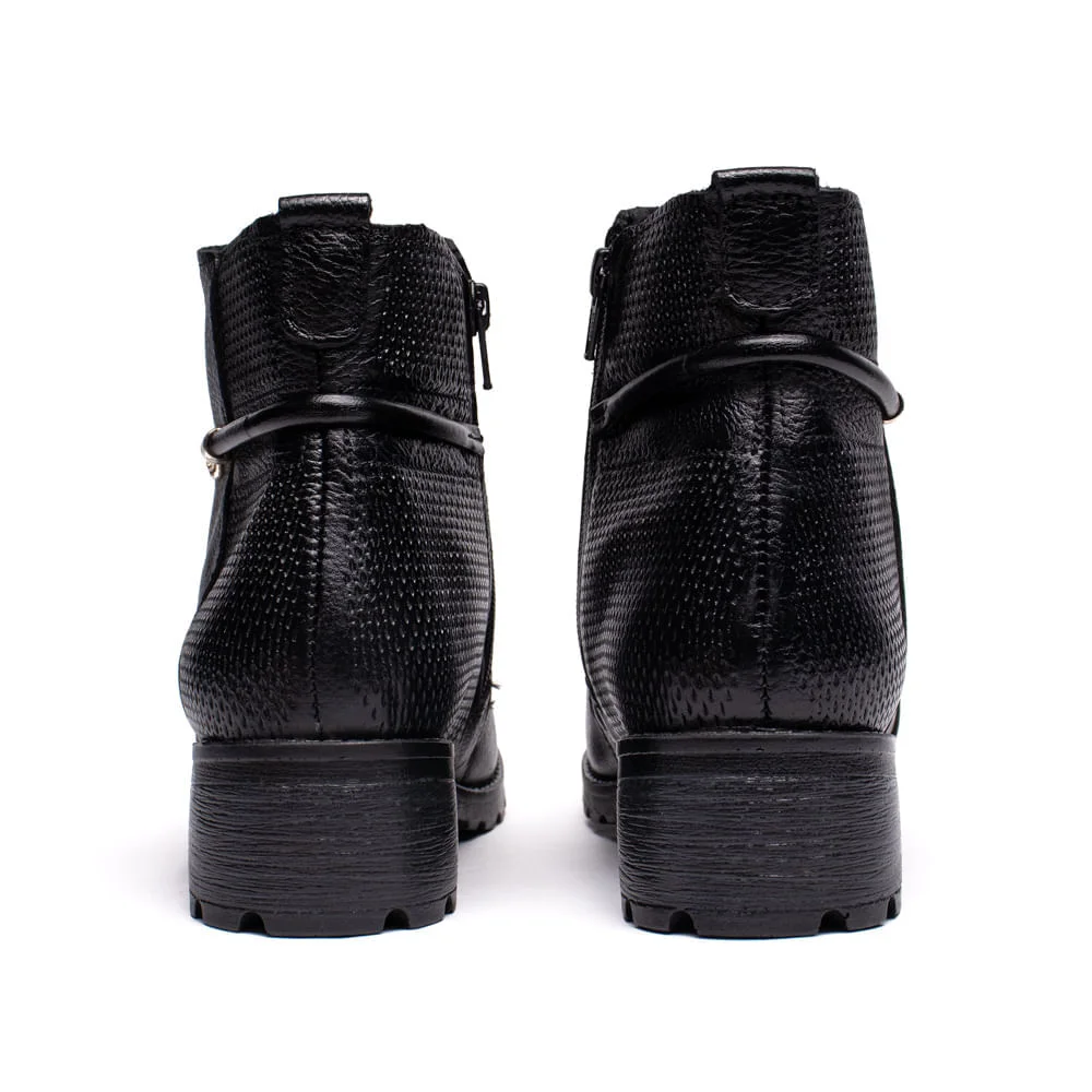 Bota Feminina Pegada Burnished Fivela Preto Preto 3