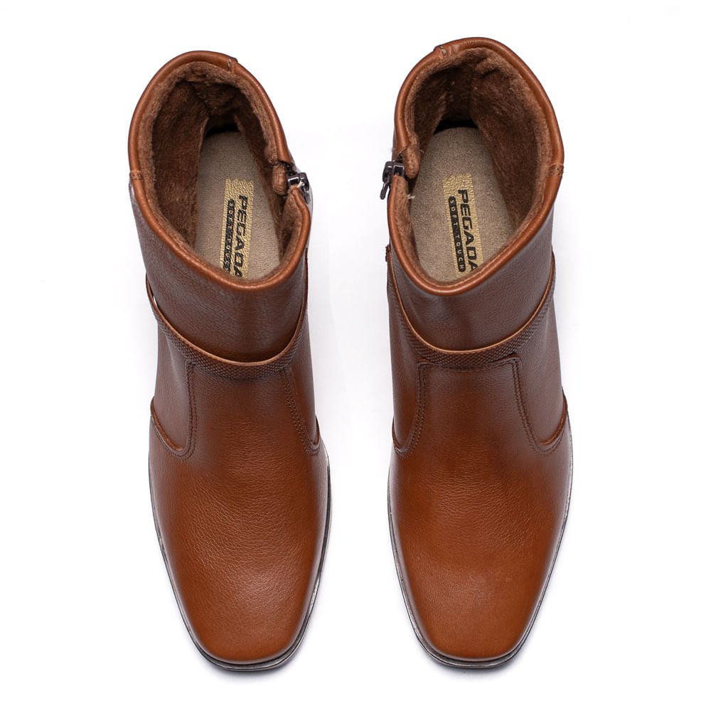 Bota Feminina Pegada Cano Curto Couro Marrom Marrom 4