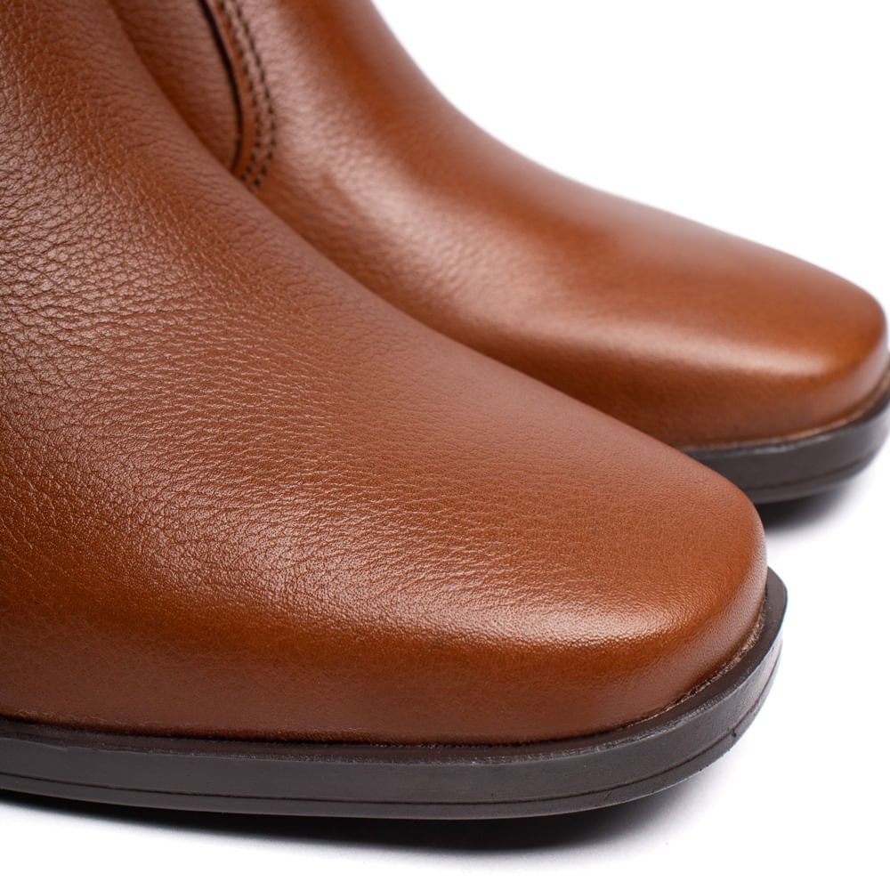 Bota Feminina Pegada Cano Curto Couro Marrom Marrom 5