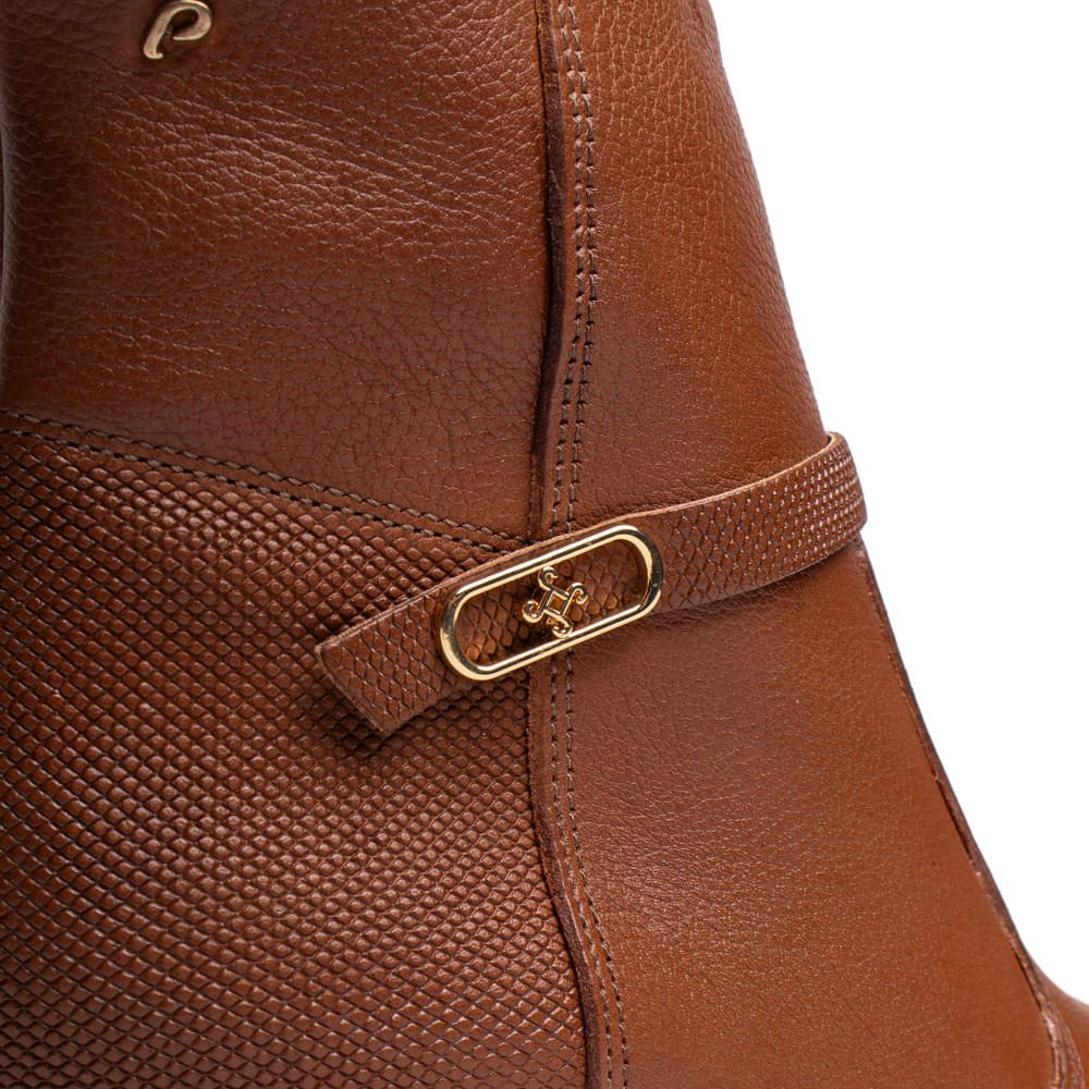 Bota Feminina Pegada Cano Curto Couro Marrom Marrom 6