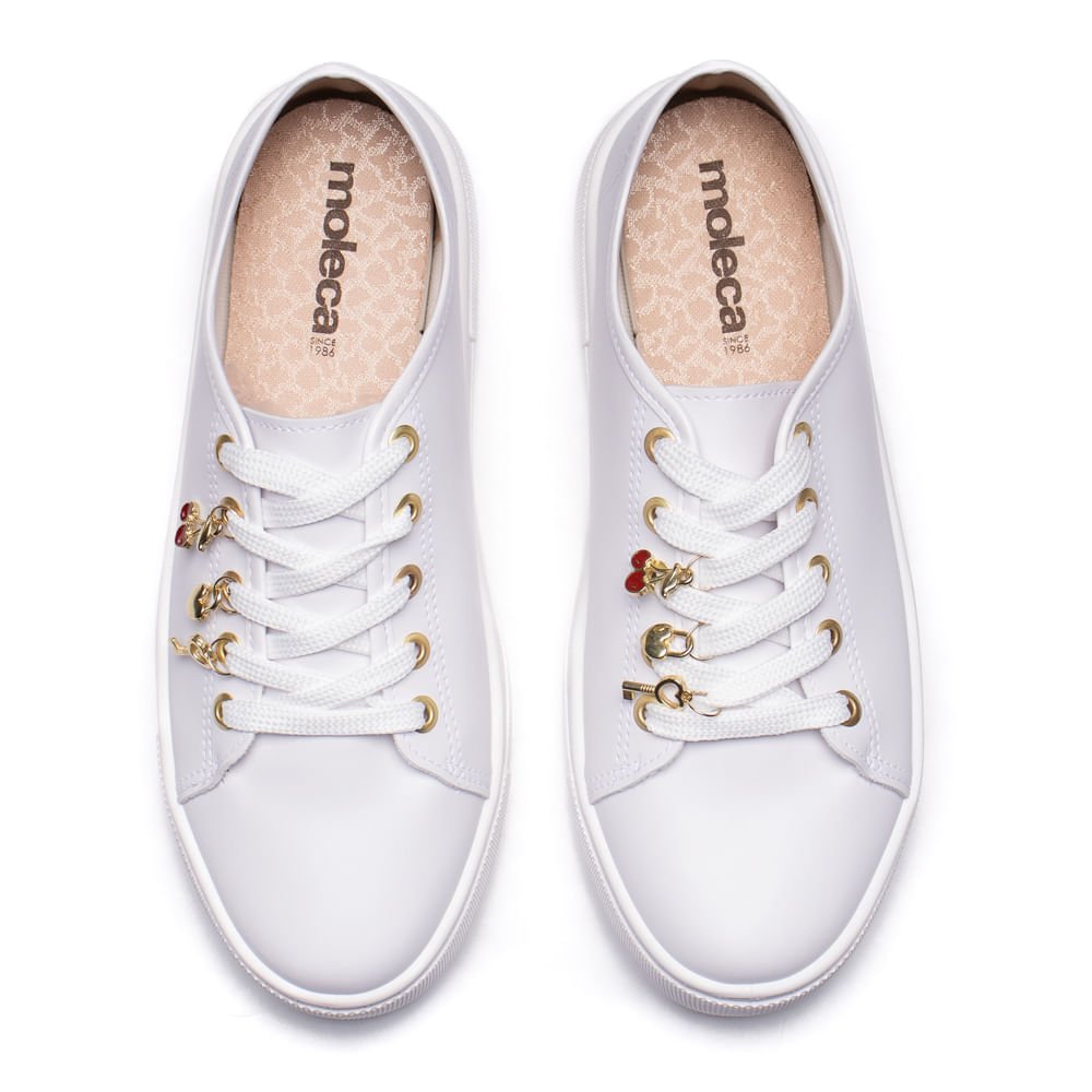 Tênis Feminino Moleca Napa Sardenha Branco Branco 4