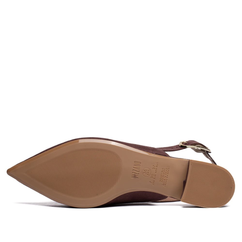 Sapatilha Feminina Vizzano Slingback Camurça Marrom Escuro Marrom 2