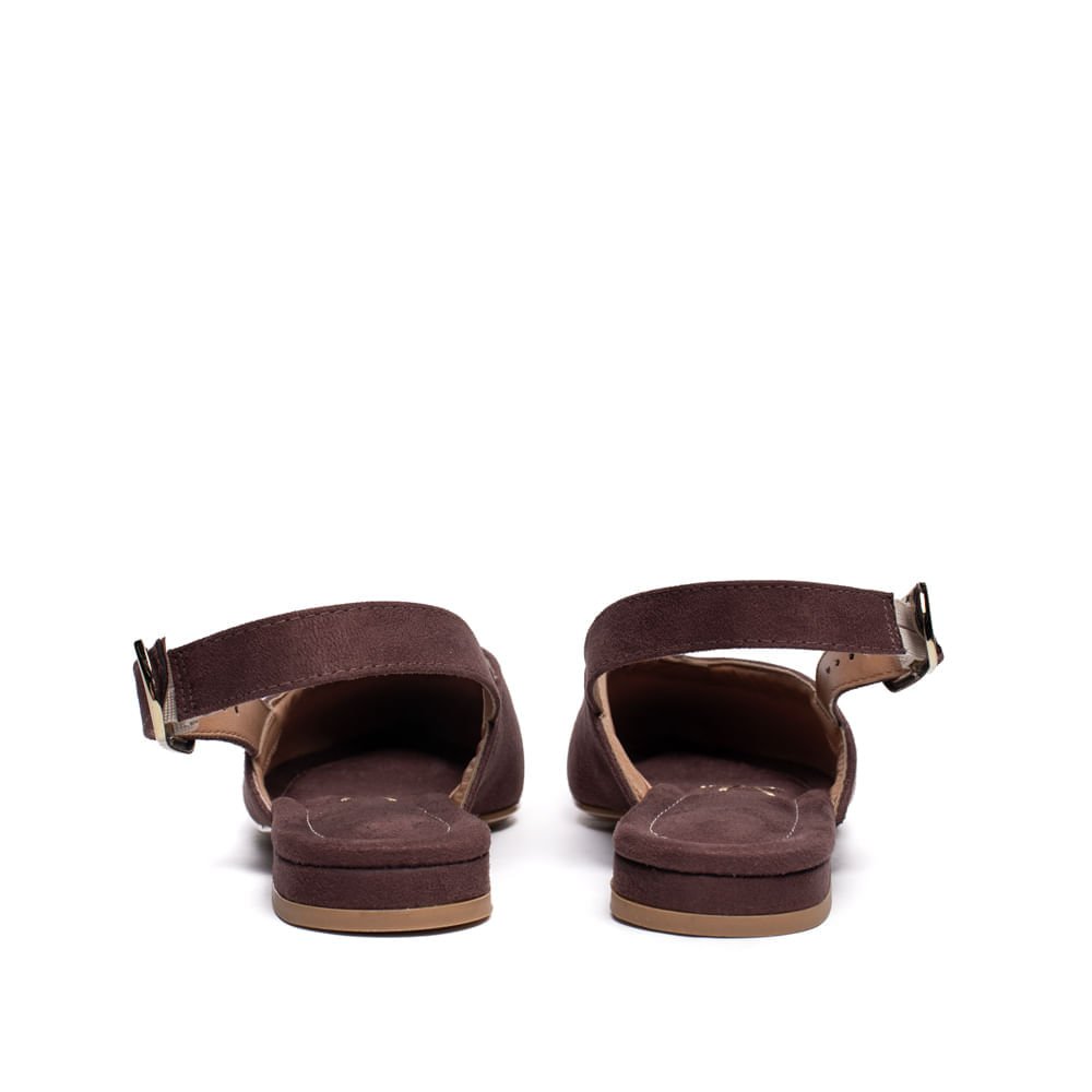 Sapatilha Feminina Vizzano Slingback Camurça Marrom Escuro Marrom 3