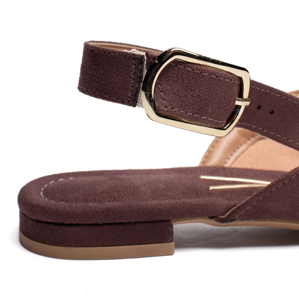 Sapatilha Feminina Vizzano Slingback Camurça Marrom Escuro Marrom 6