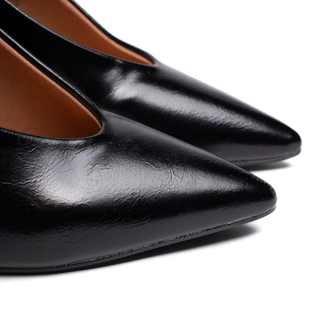 Sapato Scarpin Feminino Vizzano Napa Salto Fino Preto Preto 5