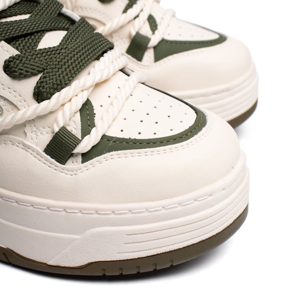 Tênis Feminino Via Marte Cadarço Duplo Off White/Verde Off White 5