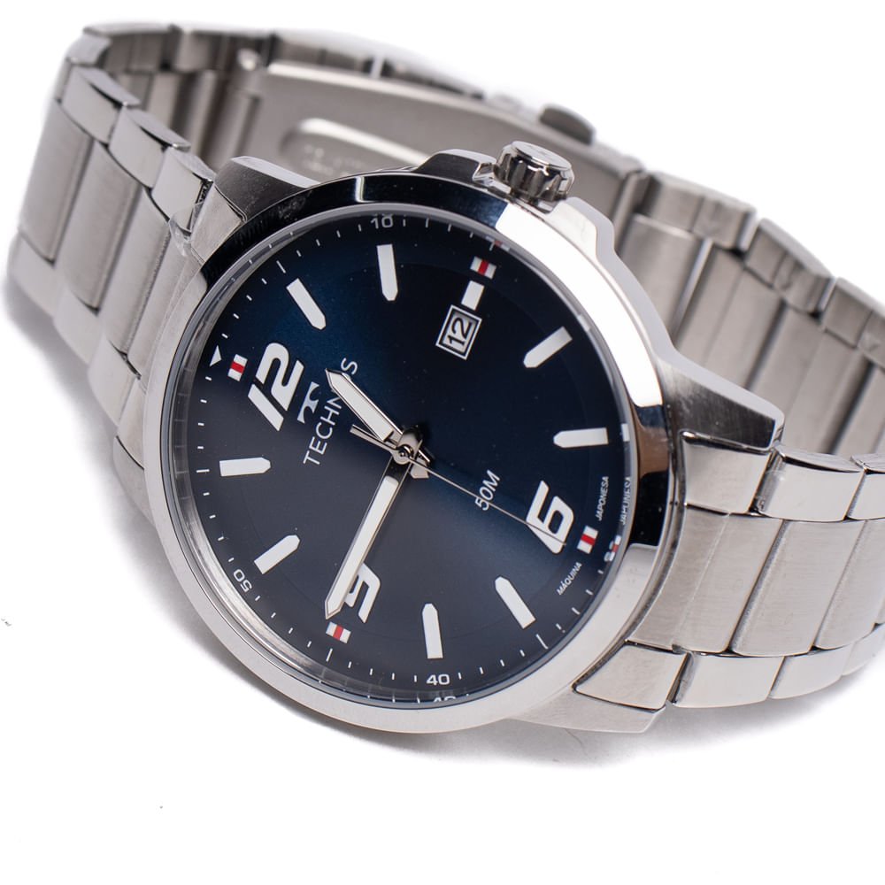 Relógio Masculino Technos 2315LAV/1A Aço Prata/Azul Prata 3