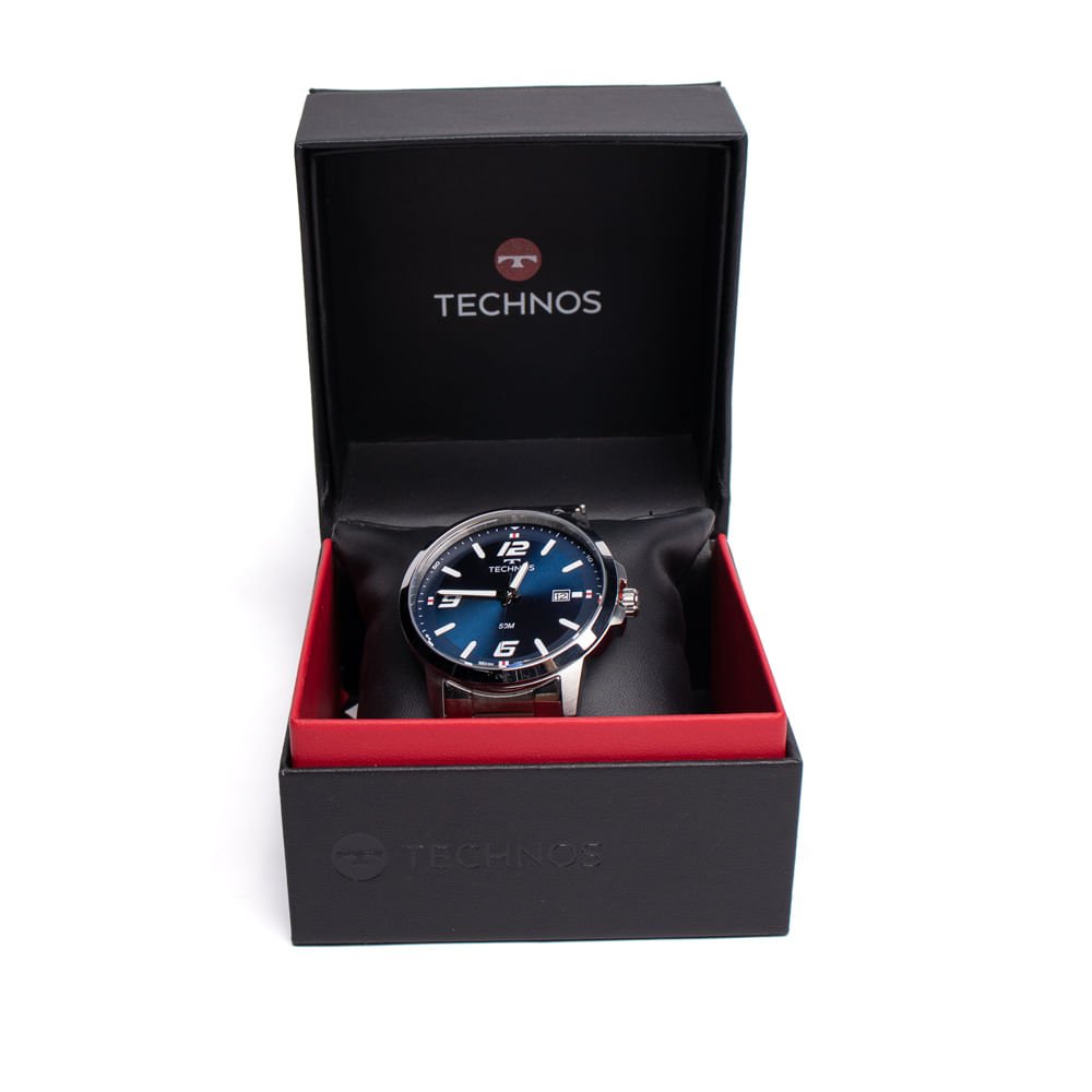 Relógio Masculino Technos 2315LAV/1A Aço Prata/Azul Prata 5