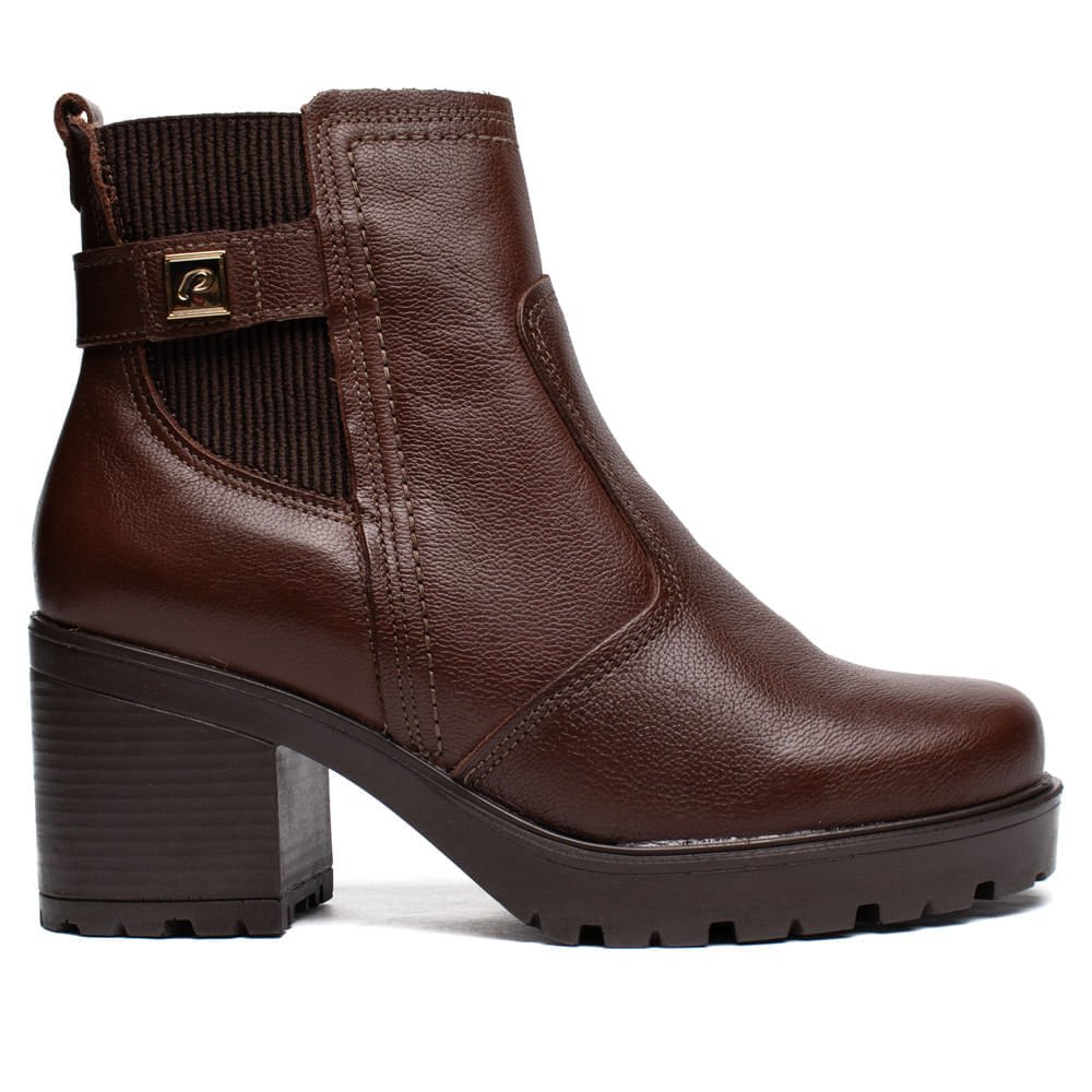 Bota Feminina Pegada Salto Bloco Elástico Marrom