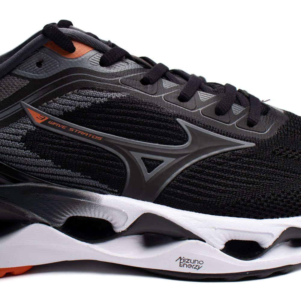 Tênis Masculino Mizuno Wave Stratos 3 Enerzy Preto/Laranja Preto 6