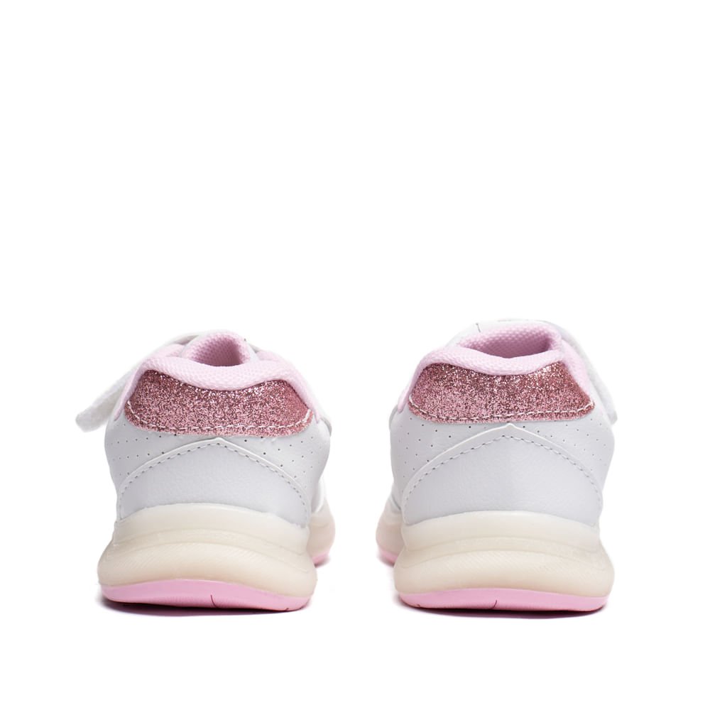 Tênis Infantil Brink LED Coração Branco/Rosa Branco 3