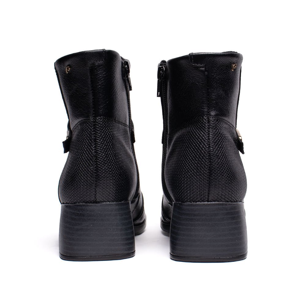 Bota Feminina Pegada Cano Curto Couro Preto Preto 3