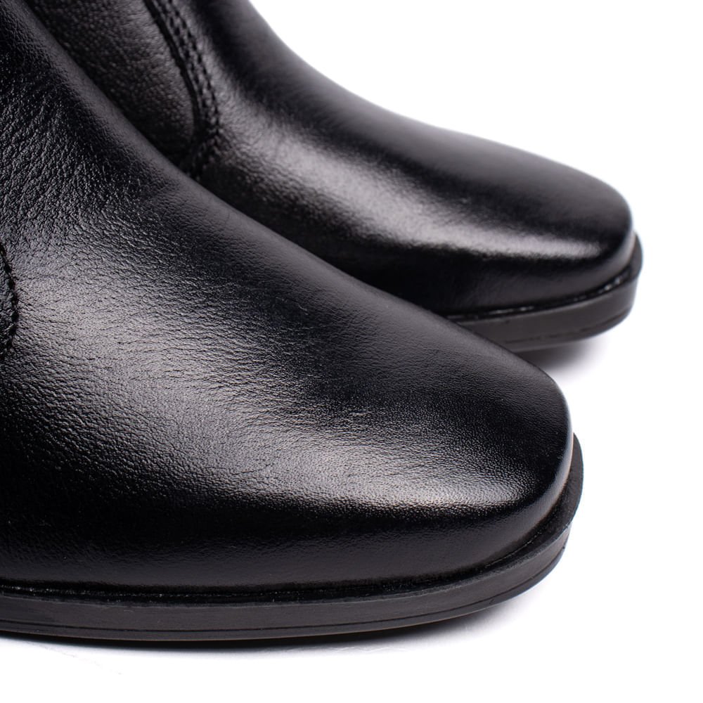Bota Feminina Pegada Cano Curto Couro Preto Preto 5