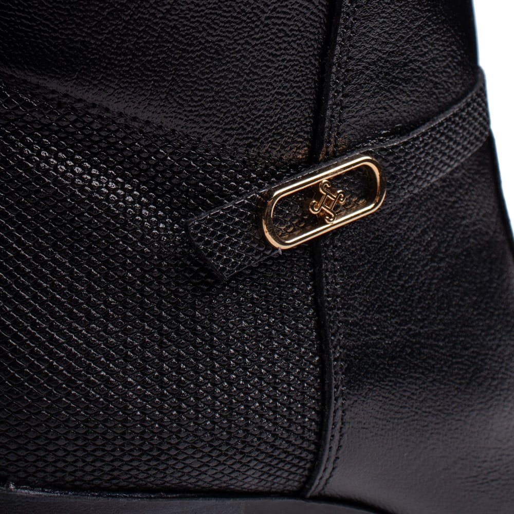 Bota Feminina Pegada Cano Curto Couro Preto Preto 6