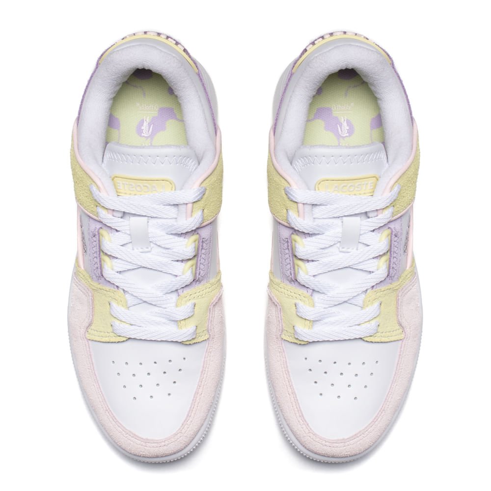 Tênis Feminino Lacoste Court Cage Couro Rosa/Branco Multicores 4