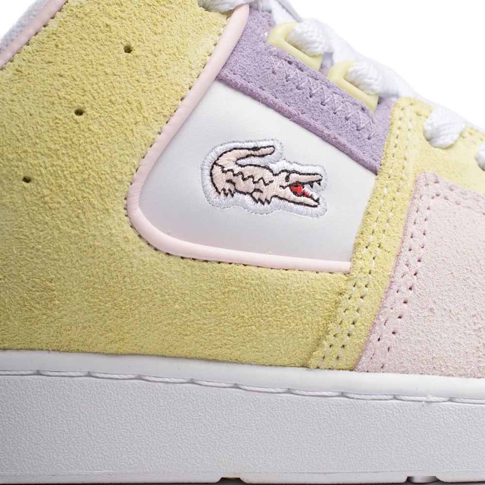 Tênis Feminino Lacoste Court Cage Couro Rosa/Branco Multicores 6