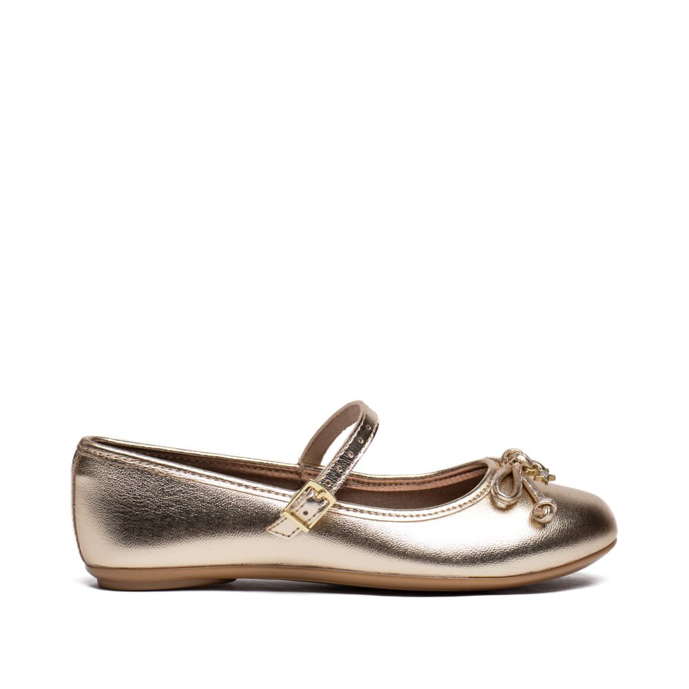 Sapatilha Infantil Molekinha Brilho Metalizado Dourado