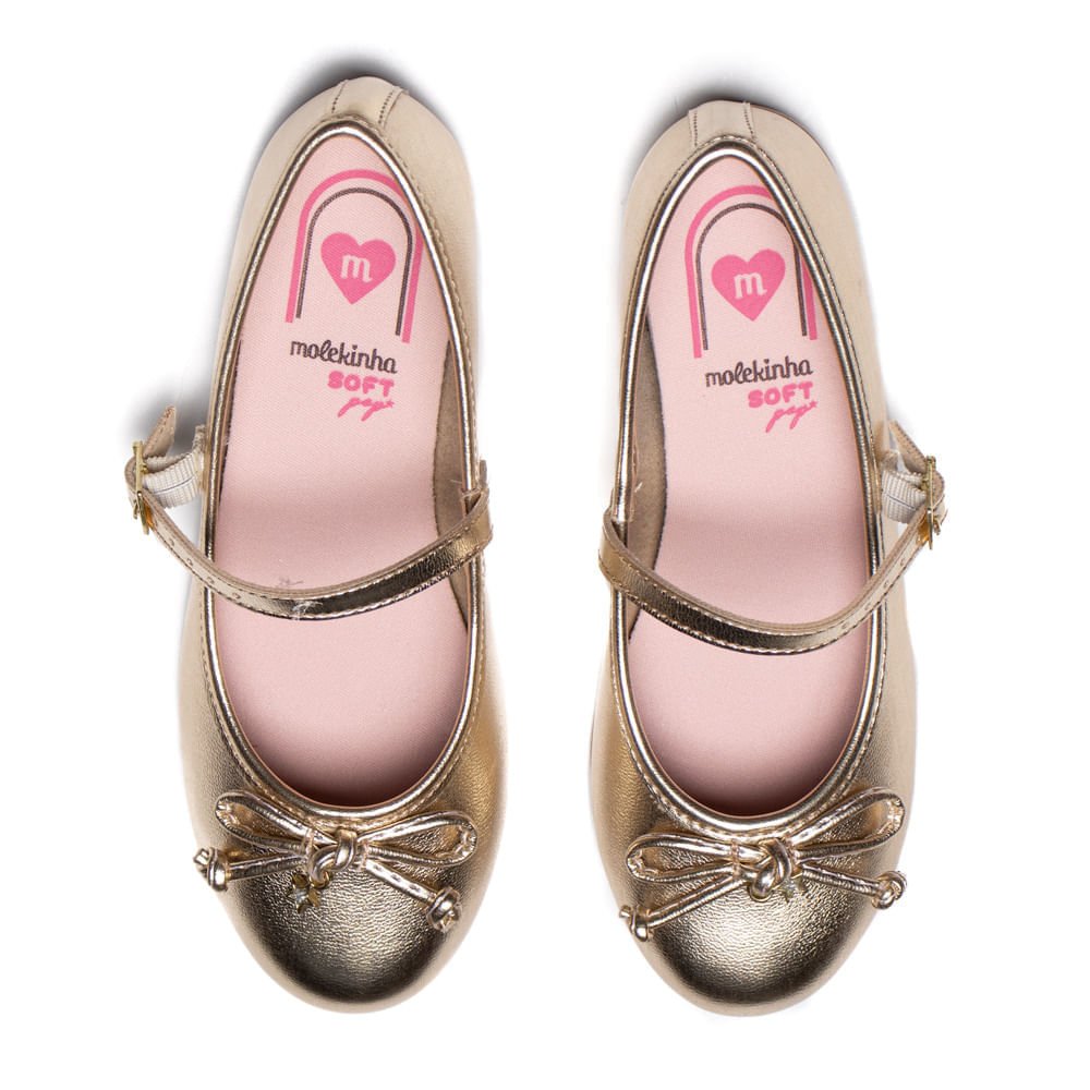 Sapatilha Infantil Molekinha Brilho Metalizado Dourado Dourado 4